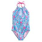 Girls 7-16 So&reg; Floral Print One-piece Swimsuit, Size: 16, Blue