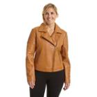 Plus Size Excelled Asymmetrical Leather Motorcycle Jacket, Women's, Size: 2xl, Beig/green (beig/khaki)