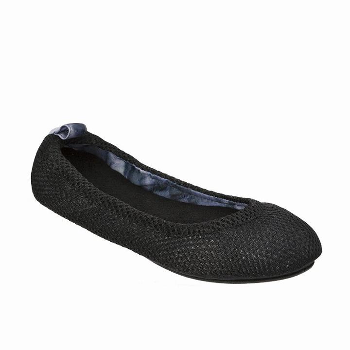 Dearfoams Women's Active Mesh Ballerina Slippers, Size: Large, Black