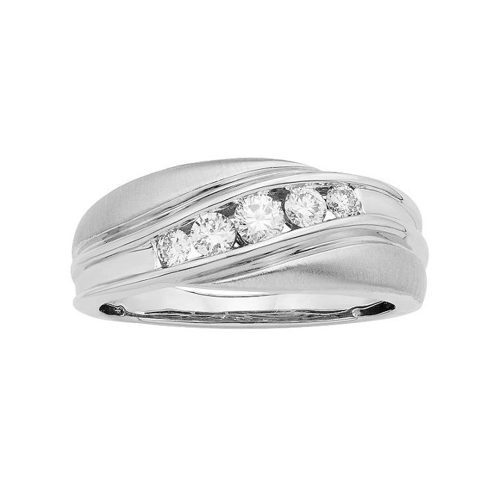 Men's 14k White Gold Igl Certified 1/4 Carat T.w. Diamond Wedding Band, Size: 12