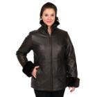Women's Excelled Cuffed Leather Scuba Jacket, Size: Medium, Brown