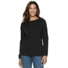 Women's Croft & Barrow&reg; Crewneck Sweatshirt, Size: Large, Black