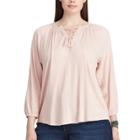 Plus Size Chaps Crinkled Crepe Peasant Top, Women's, Size: 2xl, Pink