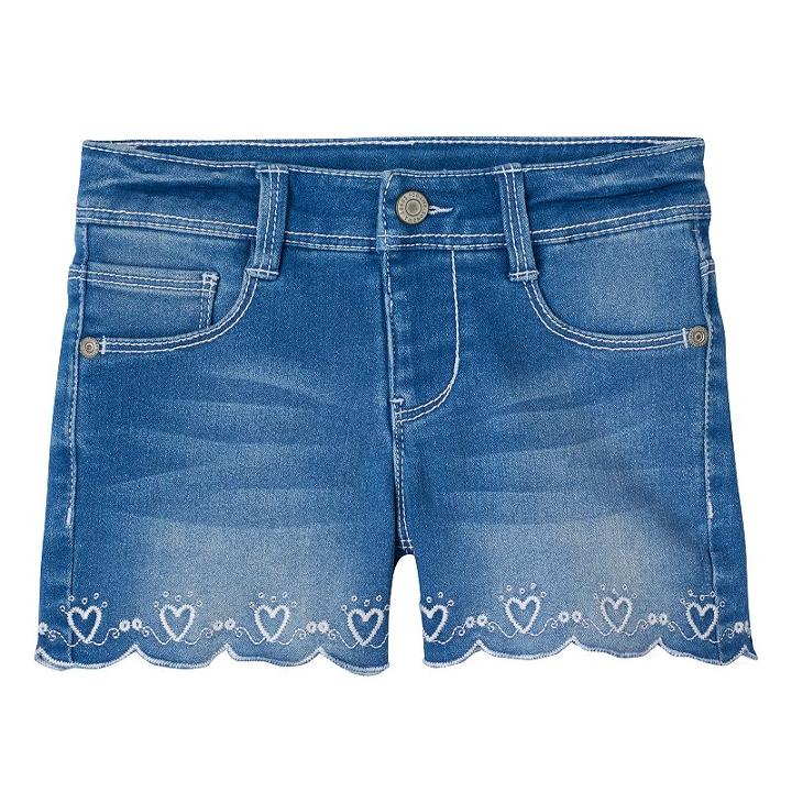 Girls 4-8 Sonoma Goods For Life&trade; Scalloped Embroidered Heart Shorts, Girl's, Size: 8, Med Blue