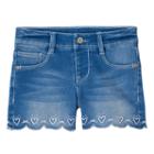 Girls 4-8 Sonoma Goods For Life&trade; Scalloped Embroidered Heart Shorts, Girl's, Size: 8, Med Blue