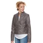 Juniors' J-2 Faux-leather Jacket, Teens, Size: Xl, Grey (charcoal)