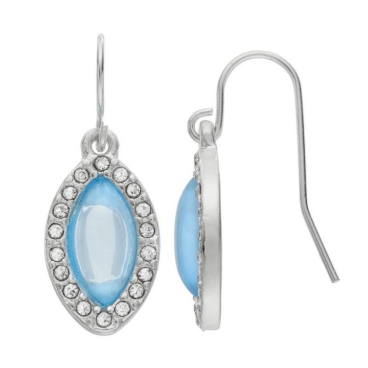 Lc Lauren Conrad Blue Marquise Halo Drop Earrings, Women's