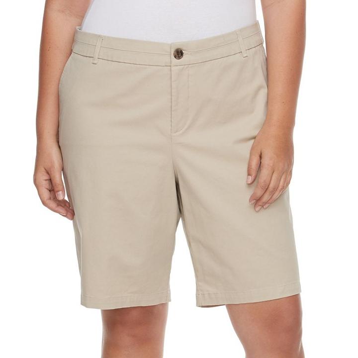 Plus Size Croft & Barrow&reg; Essential Twill Bermuda Shorts, Women's, Size: 16 W, Lt Beige