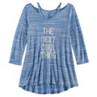 Girls 7-16 So&reg; 3/4-sleeve Strappy Legging Tee, Size: 10, Blue (navy)