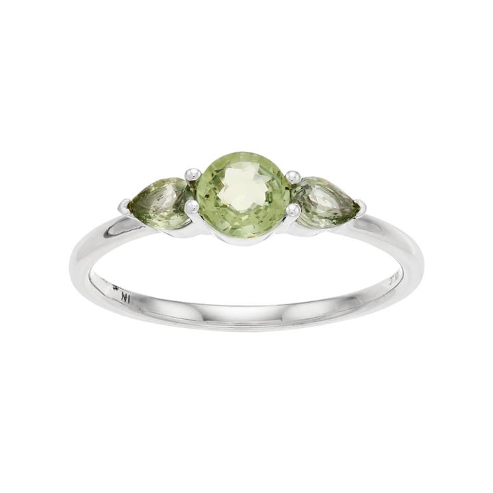 Lc Lauren Conrad 10k White Gold Green Sapphire 3-stone Ring, Women's, Size: 7
