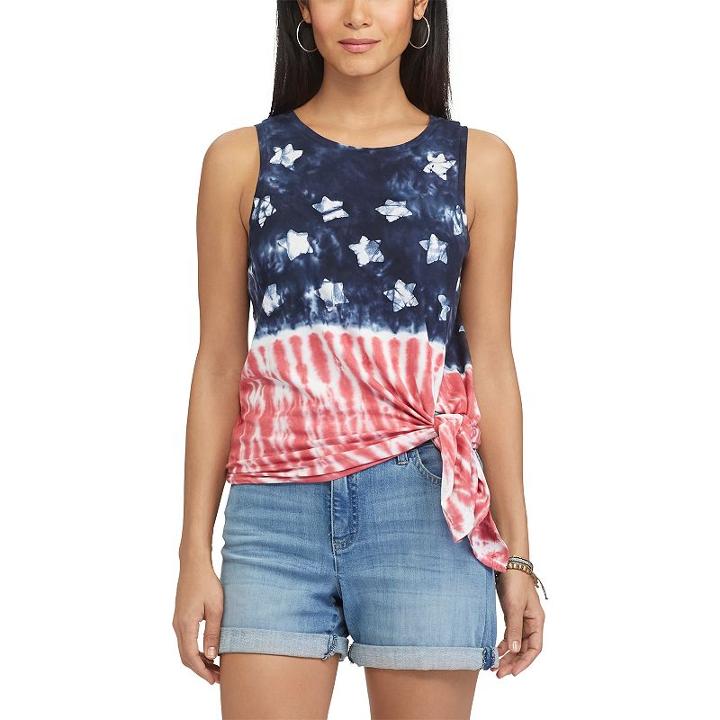 Petite Chaps Tie-dye Flag Graphic Tank, Women's, Size: M Petite, Pink Ovrfl