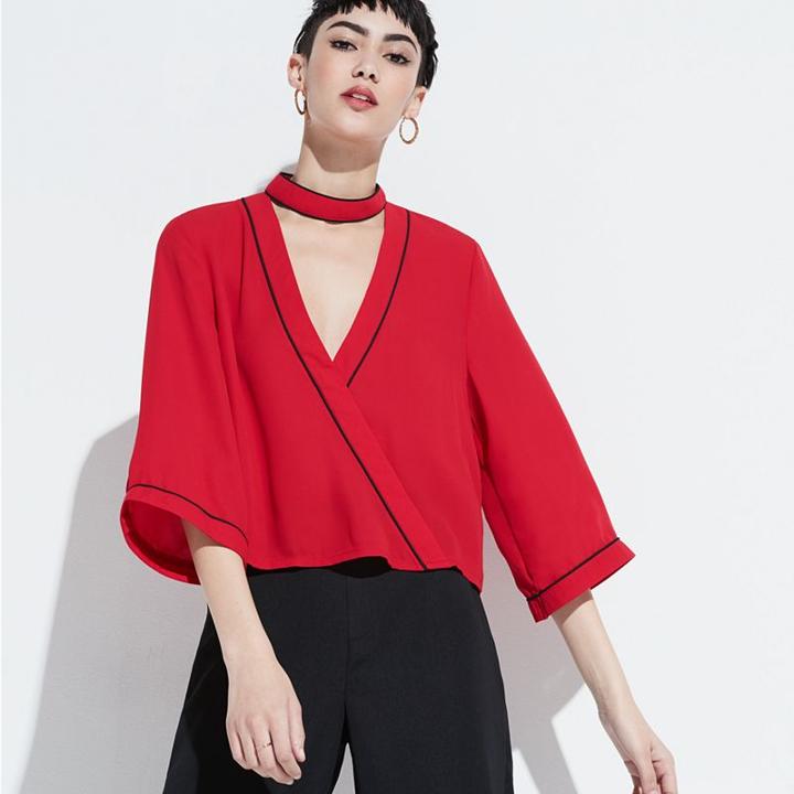 K/lab Choker Blouse, Girl's, Size: Xl, Red