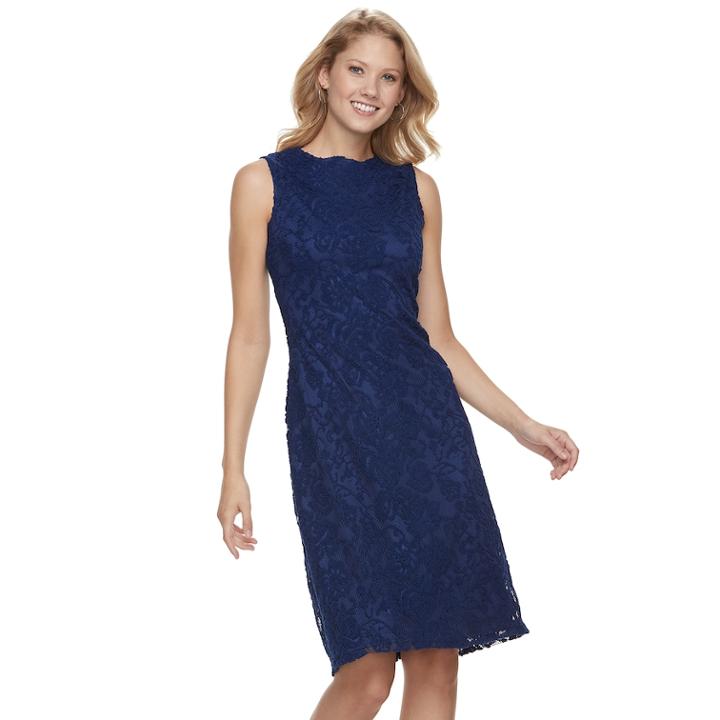 Women's Sharagano Floral Lace Sheath Dress, Size: 6, Light Blue
