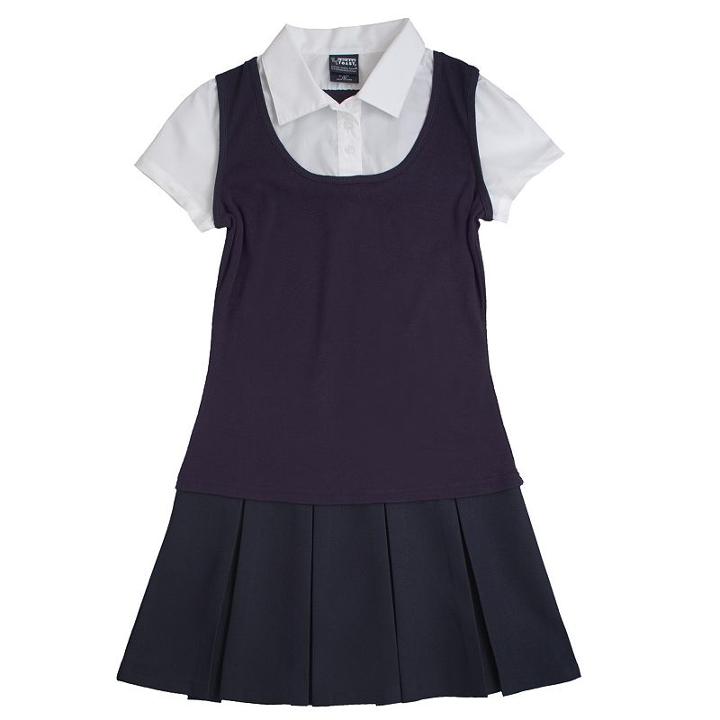 Girls 4-20 French Toast School Uniform Mock-layer Pleated Dress, Girl's, Size: 6, Blue (navy)