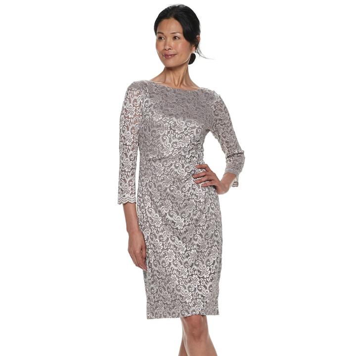 Petite Jessica Howard Lace Sheath Dress, Women's, Size: 4 Petite, Dark Beige