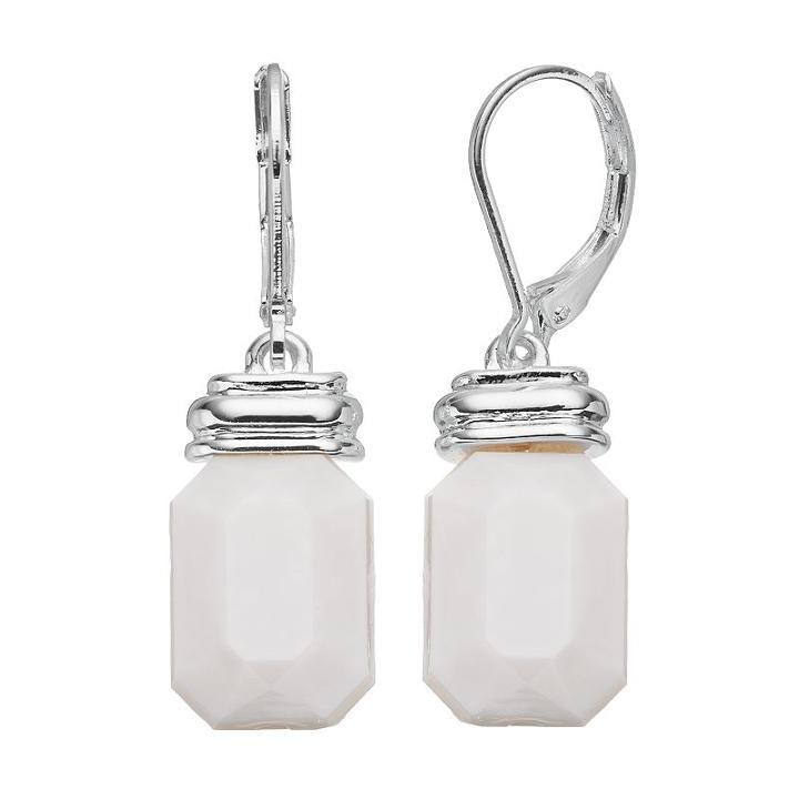 Napier White Rectangular Bead Nickel Free Drop Earrings, Women's, Black