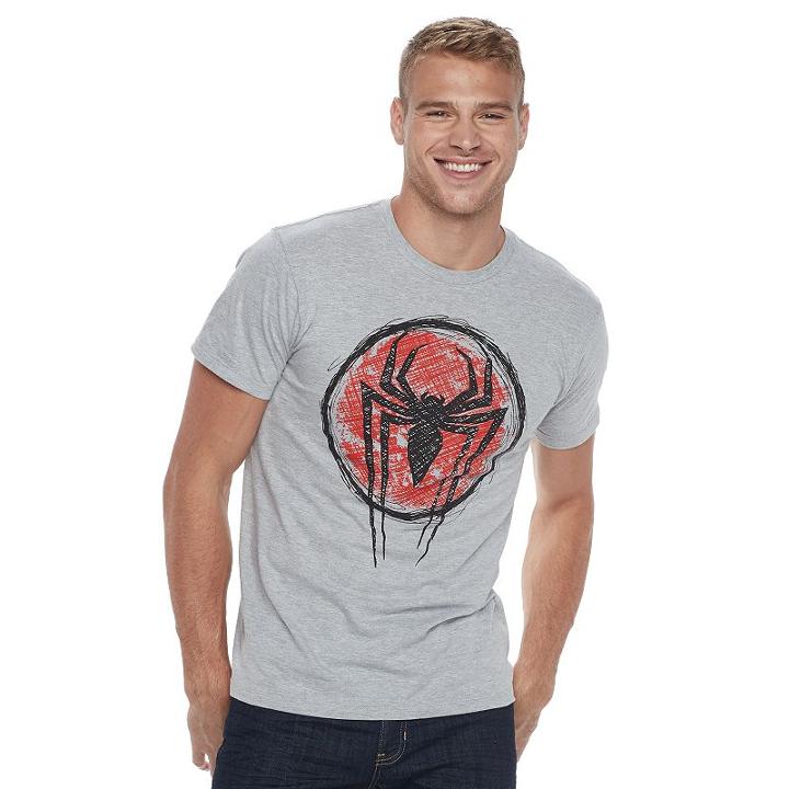 Men's Marvel Spider-man Super Sketch Tee, Size: Small, Light Grey