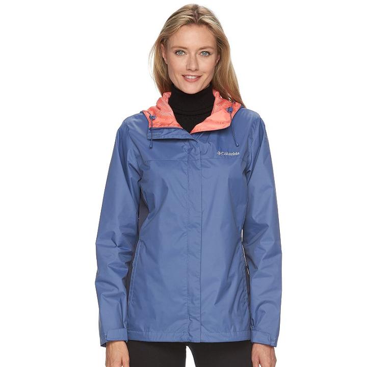 Women's Columbia Grey Skies Waterproof Jacket, Size: Medium, Drk Purple