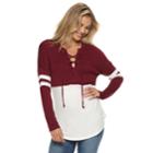 Juniors' Miss Chievous Lace-up Varsity Striped Colorblock Top, Teens, Size: Large, Dark Red
