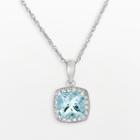 14k White Gold 1/10-ct. T.w. Diamond And Aquamarine Frame Pendant, Women's, Size: 18, Blue