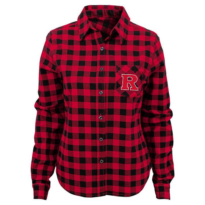 Juniors' Rutgers Scarlet Knights Buffalo Plaid Flannel Shirt, Women's, Size: Medium, Ovrfl Oth