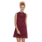 Juniors' Liberty Love Mockneck Lace Shift Dress, Teens, Size: Medium, Red Overfl