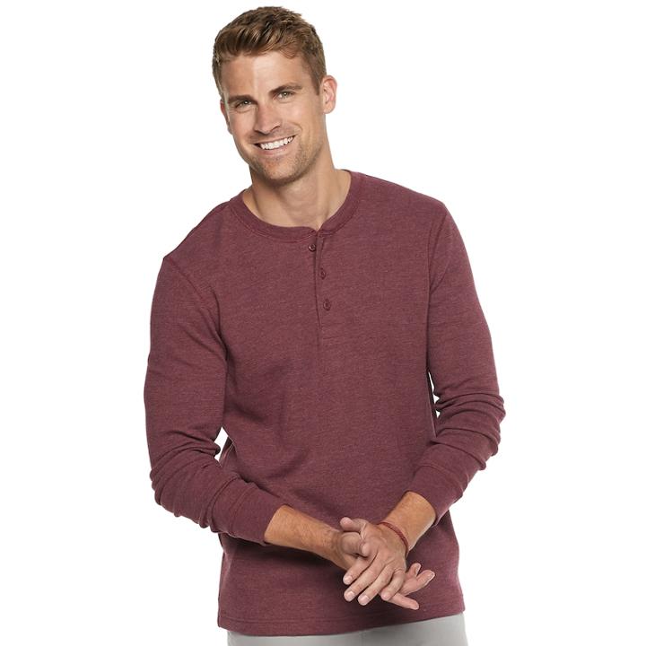 Men's Sonoma Goods For Life&trade; Slim-fit Supersoft Thermal Henley, Size: Medium, Dark Red