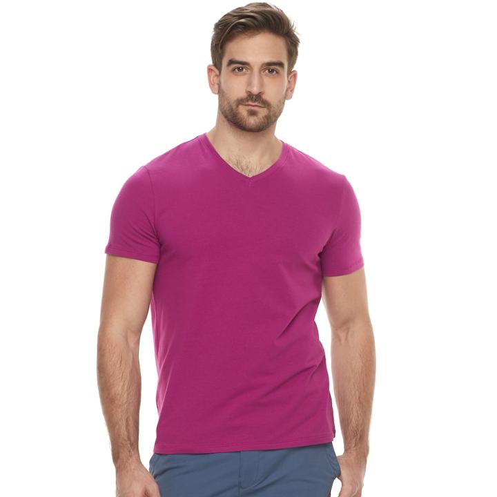 Men's Apt. 9 Solid V-neck Tee, Size: Xl, Dark Pink