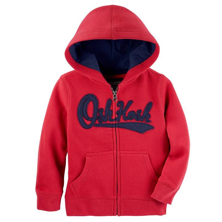 Boys 4-12 Oshkosh B'gosh&reg; Logo Zip Hoodie, Size: 10, Red