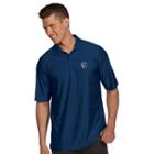 Men's Antigua Sporting Kansas City Illusion Desert-dry Xtra-lite Tonal-striped Performance Polo, Size: Small, Blue (navy)