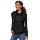 Women's Weathercast Quilted Velour-lined Vest, Size: Xl, Black