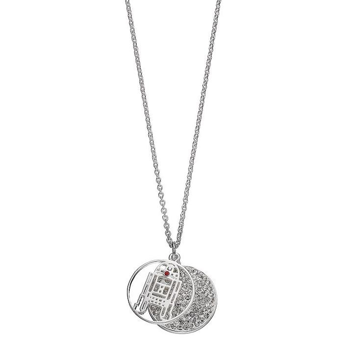 Star Wars Silver Plated Crystal R2-d2 Pendant, Women's, White