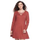 Juniors' Plus Size Mudd&reg; Sueded Strappy Neck Dress, Teens, Size: 2xl, Red