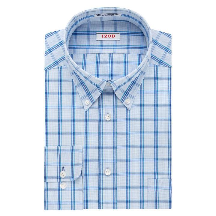 Men's Izod Solid Twill Regular-fit Button-down Collar Dress Shirt, Size: 14.5-32/33, Turquoise/blue (turq/aqua)