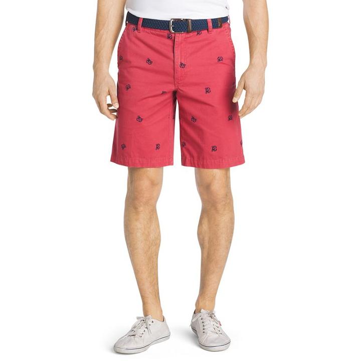 Men's Izod Classic-fit Schiffli Flat-front Shorts, Size: 38, Red Other