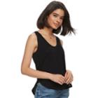 Juniors' Mudd&reg; Shirttail V-neck Tank, Teens, Size: Small, Black