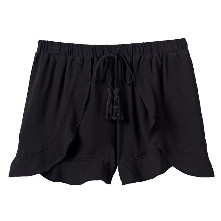 Girls 7-16 Joey B Flowy Ruffle-front Shorts, Girl's, Size: Medium, Black