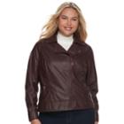 Juniors' Plus Size J-2 Moto Faux-leather Jacket, Teens, Size: 1xl, Med Brown