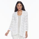 Women's Croft & Barrow&reg; Chevron-stitch Open Front Cardigan, Size: Xs, White