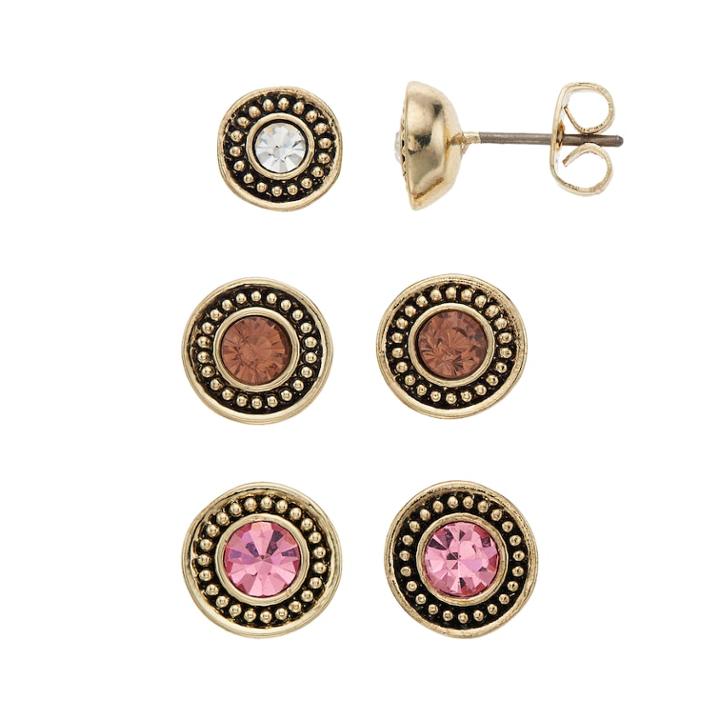 Napier Simulated Crystal Button Stud Earring Set, Women's, Multicolor