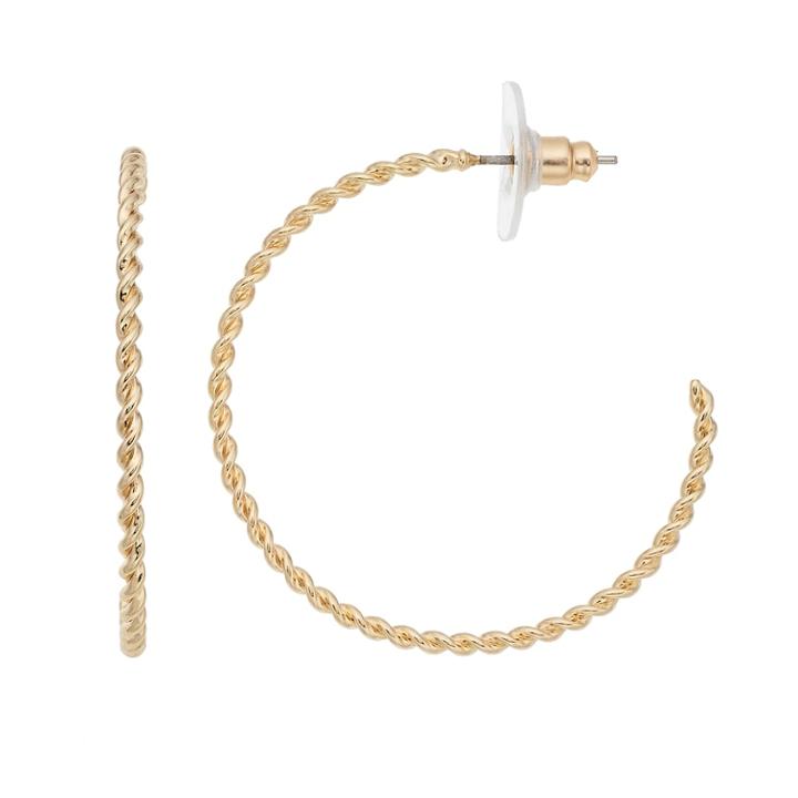 Lc Lauren Conrad Twist Nickel Free Hoop Earrings, Women's, Gold