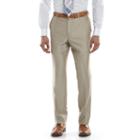 Men's Savile Row Modern-fit Tan Herringbone Flat-front Suit Pants, Size: 44x32, Beig/green (beig/khaki)