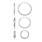 Primrose Sterling Silver Polished Endless Hoop Earring Set, Women's