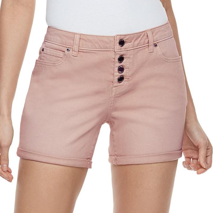 Women's Jennifer Lopez Button Fly Cuffed Jean Shorts, Size: 8, Med Beige