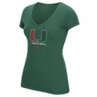 Women's Adidas Miami Hurricanes Rhinestone Logo Tee, Size: Small, Dark Green