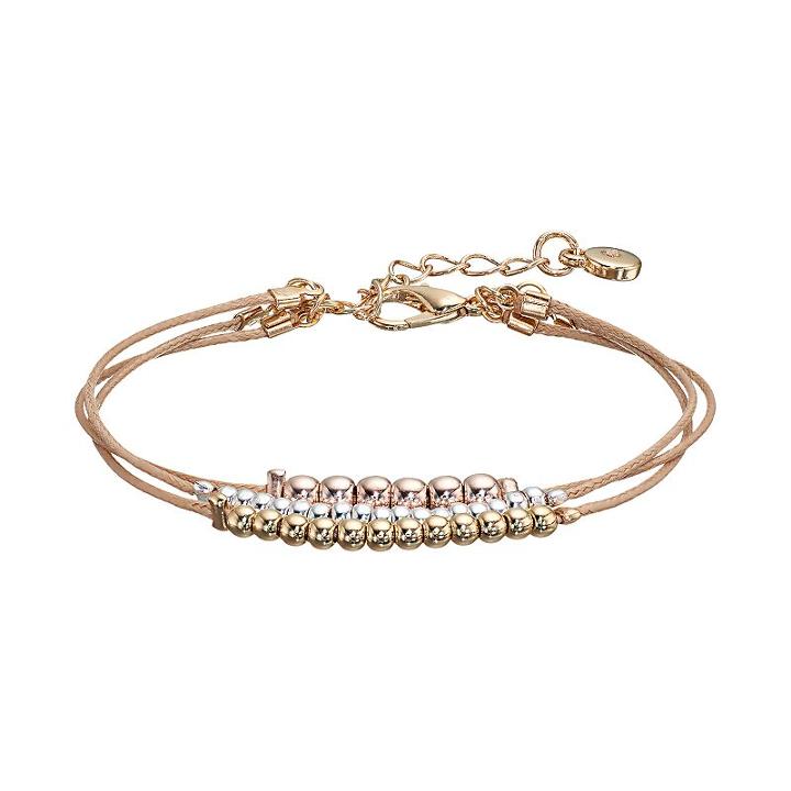 Lc Lauren Conrad Tri Tone Beaded Multi Strand Cord Bracelet, Women's, Beige Oth