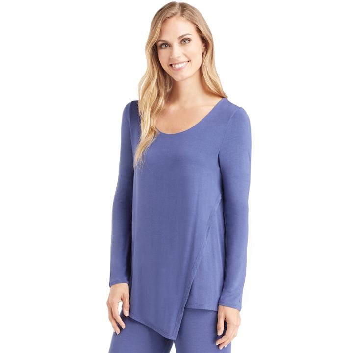 Women's Cuddl Duds Softwear Overlay Tee, Size: Regular, Blue (navy)