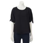Juniors' Live To Be Spoiled Tie-sleeve Top, Teens, Size: Medium, Black