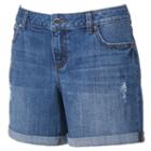 Women's Jennifer Lopez Distressed Boyfriend Jean Shorts, Size: 8, Med Blue
