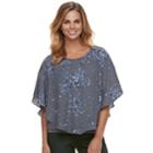 Women's Elle&trade; Crepe Popover Top, Size: Medium, Med Blue